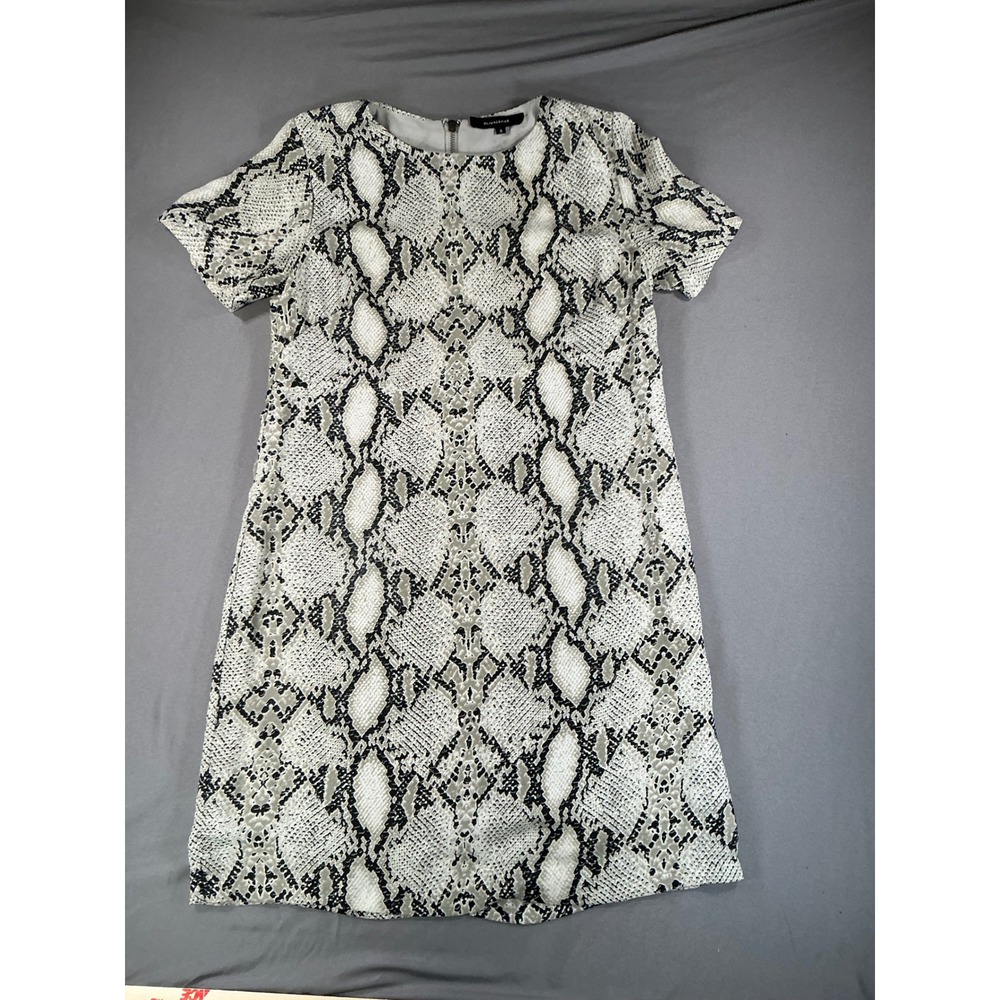Olivaceous Snakeskin Print Short Sleeve Shift Dress Grey White Small